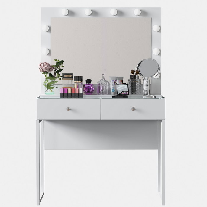 Hanah Home Mesa de Maquillaje con 10 focos, Blanca Hanah Home Mesa de Maquillaje con 10 focos, Blanca